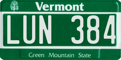 VT license plate LUN384