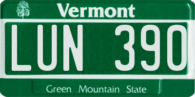 VT license plate LUN390