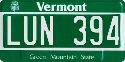 VT license plate LUN394