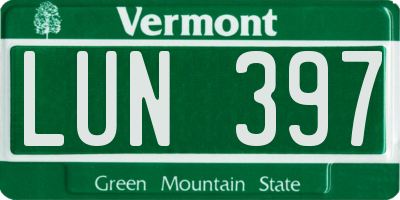 VT license plate LUN397