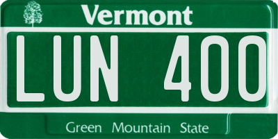 VT license plate LUN400