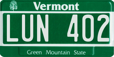VT license plate LUN402