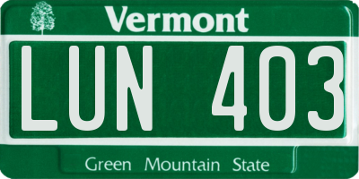 VT license plate LUN403