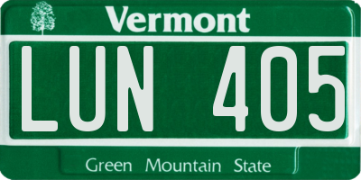 VT license plate LUN405