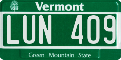 VT license plate LUN409