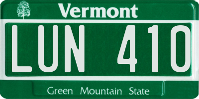 VT license plate LUN410