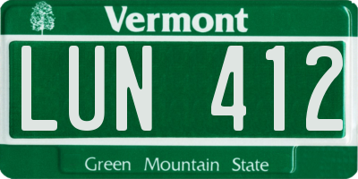 VT license plate LUN412