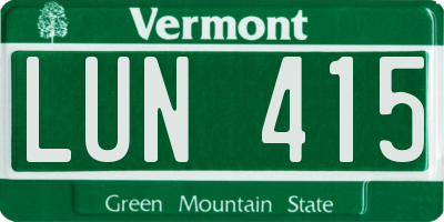 VT license plate LUN415