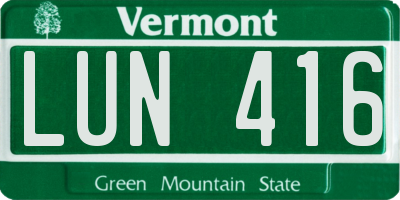 VT license plate LUN416