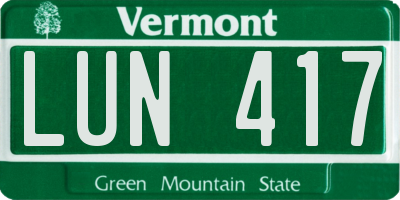 VT license plate LUN417