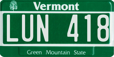 VT license plate LUN418