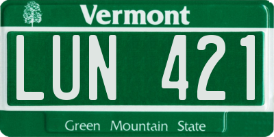 VT license plate LUN421