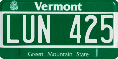 VT license plate LUN425