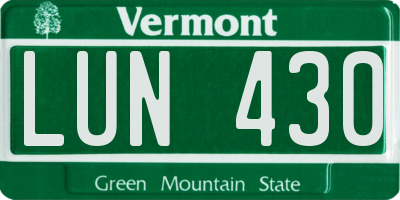 VT license plate LUN430