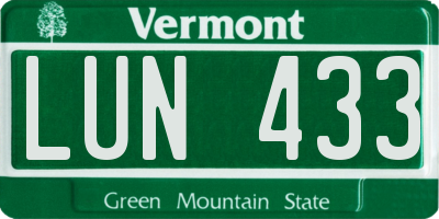 VT license plate LUN433