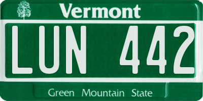 VT license plate LUN442