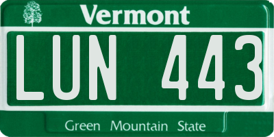 VT license plate LUN443