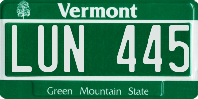 VT license plate LUN445