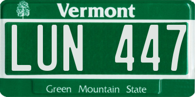 VT license plate LUN447