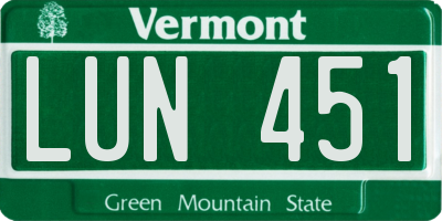 VT license plate LUN451