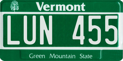 VT license plate LUN455