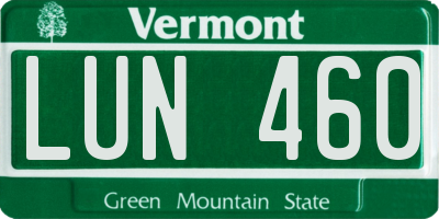 VT license plate LUN460