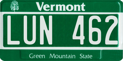 VT license plate LUN462