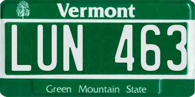 VT license plate LUN463