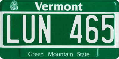 VT license plate LUN465