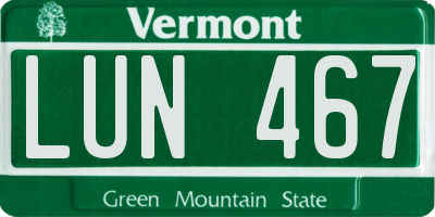 VT license plate LUN467