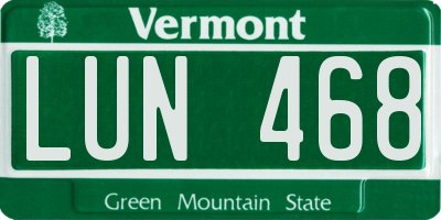 VT license plate LUN468