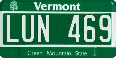 VT license plate LUN469
