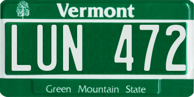 VT license plate LUN472