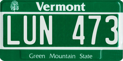 VT license plate LUN473