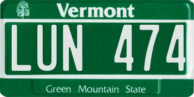 VT license plate LUN474