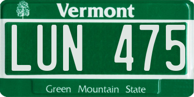 VT license plate LUN475