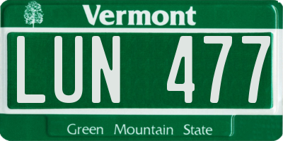 VT license plate LUN477