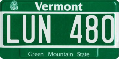 VT license plate LUN480