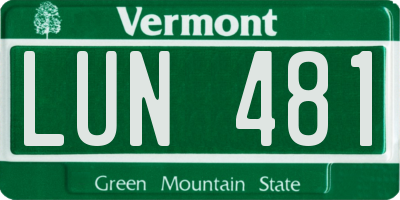 VT license plate LUN481