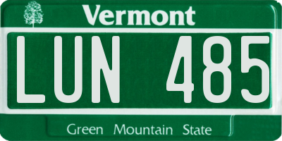 VT license plate LUN485