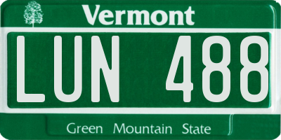 VT license plate LUN488