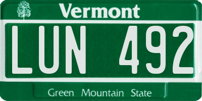 VT license plate LUN492