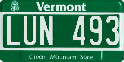 VT license plate LUN493