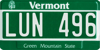 VT license plate LUN496