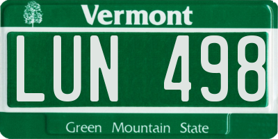 VT license plate LUN498
