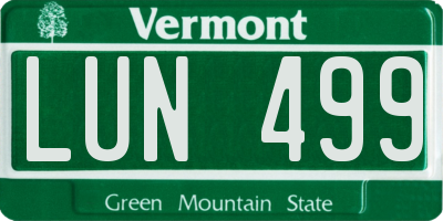 VT license plate LUN499