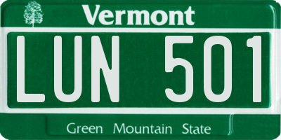 VT license plate LUN501
