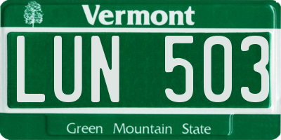 VT license plate LUN503
