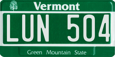 VT license plate LUN504