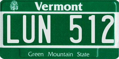 VT license plate LUN512